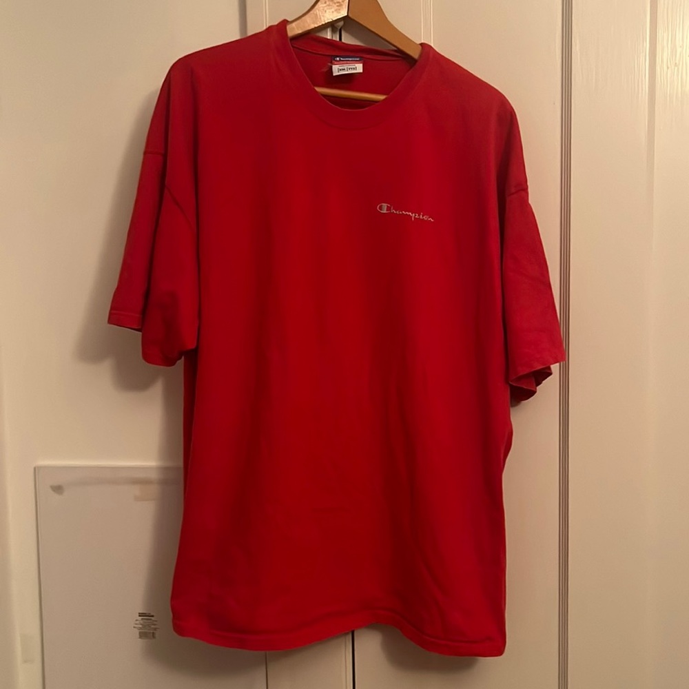✅ CHAMPION Authentic Athletic Apparel Vintage Red Logo Tee T Shirt Size XXL